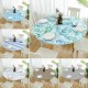 Round Tablecloth- Patio Dining Table Cover Fitted Elastic Waterproof Oilproof