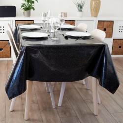 GLITTERY GLITTER SPARKLE BLACK PVC VINYL WIPE CLEAN TABLECLOTH TABLE PROTECTOR