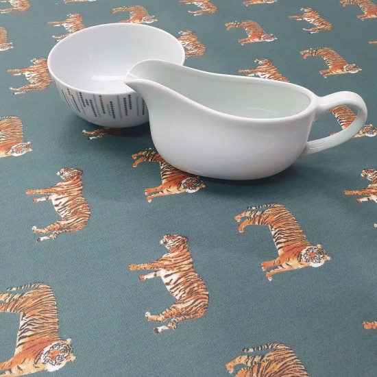 Oilcloth Tablecloth PVC Wipe Clean-Zoo Animals Tiger Zebra Leopard Elephant
