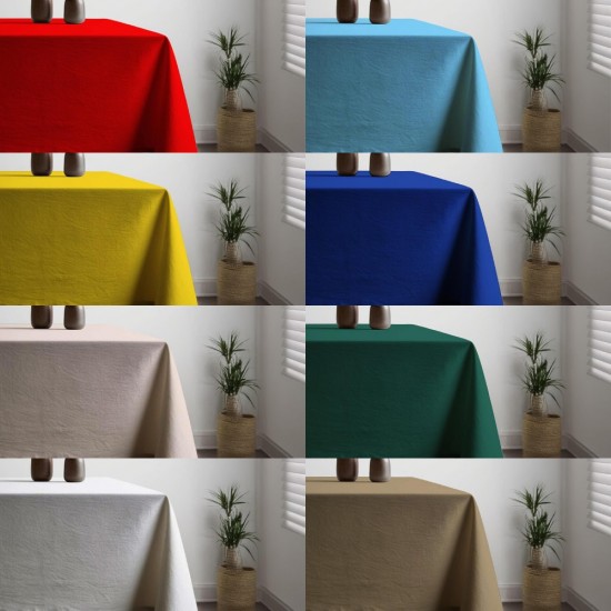 Plain Tablecloth Lightweight 100% Cotton Coloured Fabric Round Square Rectangle