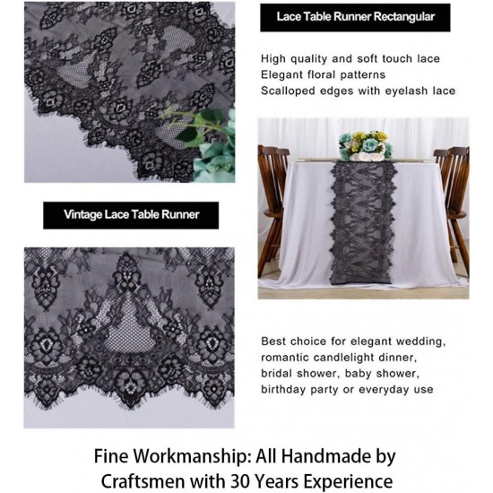 ShinyBeauty Lace-Table-Runner Black 3Meter able Runner Vintage Lace Table Cloth