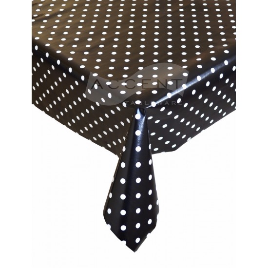 PVC Vinyl Tablecloth By The Metre, 140cm wide, Polka Dot Design, Many Colours