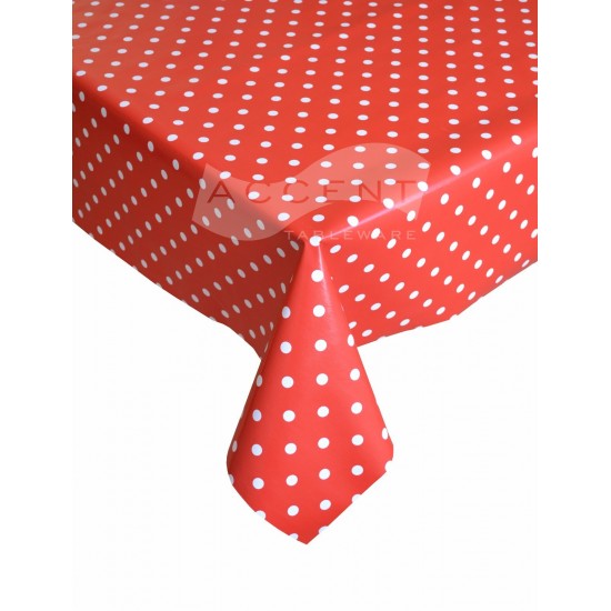 PVC Vinyl Tablecloth By The Metre, 140cm wide, Polka Dot Design, Many Colours