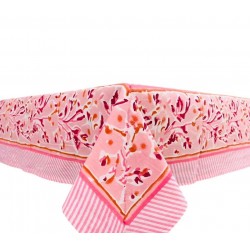 100% Cotton Pink Floral Handblock Printed Rectangle Fall Tablecover for Dining
