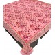 100% Cotton Pink Floral Handblock Printed Rectangle Fall Tablecover for Dining