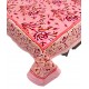 100% Cotton Pink Floral Handblock Printed Rectangle Fall Tablecover for Dining