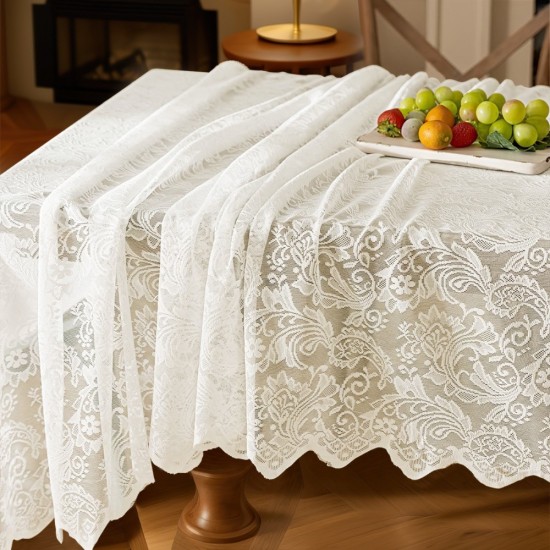 Florals Embroidery Lace Table Cover Rectangular Decorative Tablecloth Party