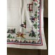 Vintage Small 36 x 32 Tablecloth Colonial Thanksgiving Fall Harvest Design