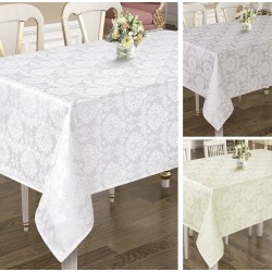 Rectangular Extra Large Grey, White, Cream Poly-Cotton Tablecloths, 4 Sizes