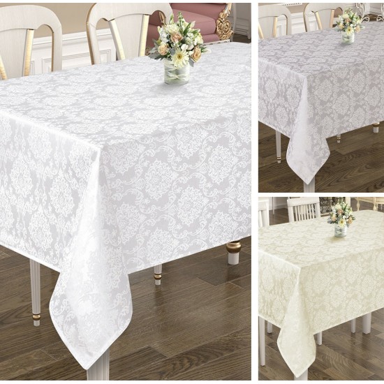 Rectangular Extra Large Grey, White, Cream Poly-Cotton Tablecloths, 4 Sizes