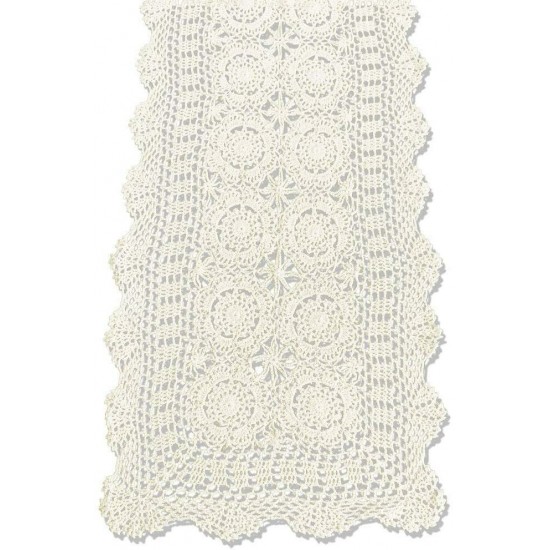 Cotton Crochet Lace Table Runner Rectangle For Dinner Table Handmade Table Cover