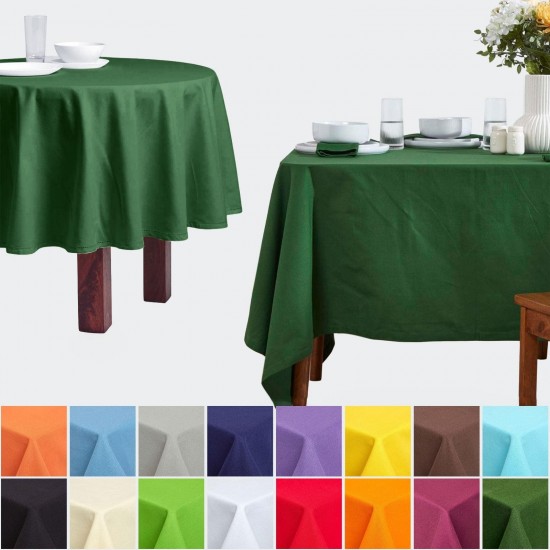 100% Cotton Plain Fabric Tablecloth Square Rectangular Round Dining Table Cover
