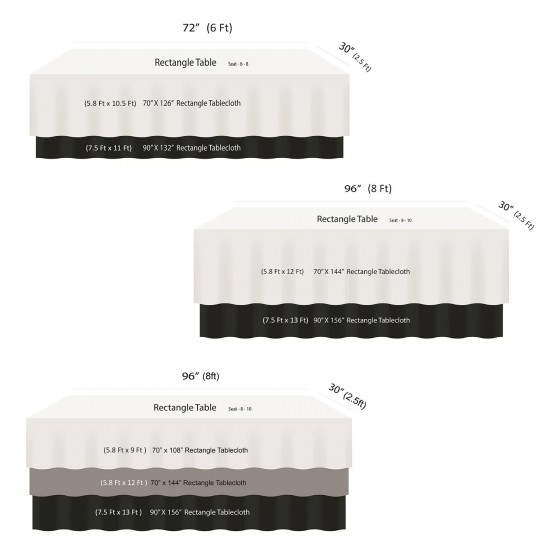 Polyester Wedding Tablecloth Round Rectangle Table Cover Cloth White Ivory Black