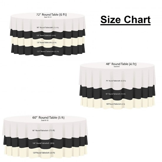 Polyester Wedding Tablecloth Round Rectangle Table Cover Cloth White Ivory Black