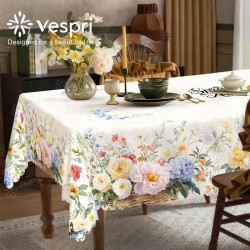 Spring Flowers Design Tablecloth - Stain Resistant Round 60 inch (4)