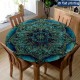 Blue Floral Mandala Tablecloth Washable Waterproof Elastic Fabric
