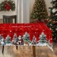 Red Festive Merry Christmas Holiday Tablecloth Washable Waterproof Fabric