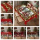Red Festive Merry Christmas Holiday Tablecloth Washable Waterproof Fabric