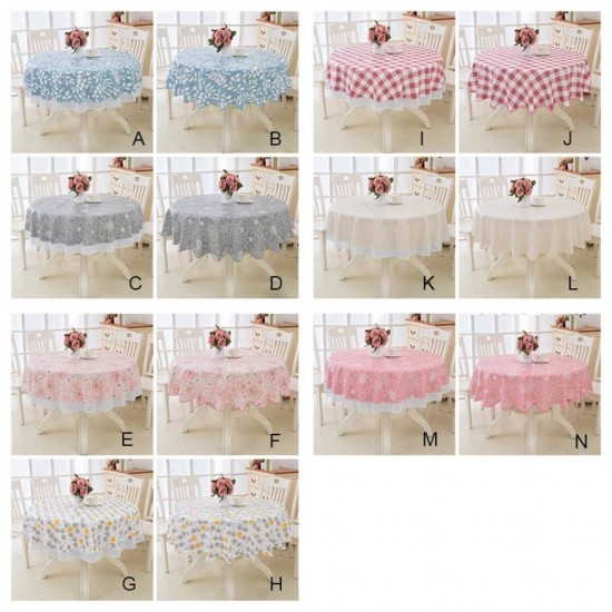 Round Table Cloth Cover Printed PVC Household Dining Party Tablecloth 152/180cm`
