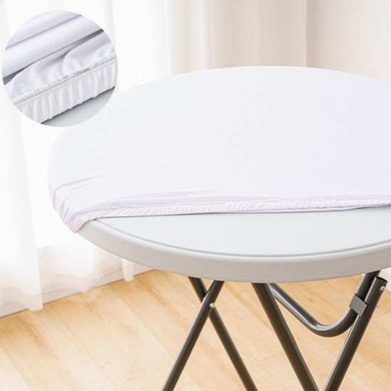 Round Elastic Table Cover Protector Cloth Waterproof Polyester Tablecloth