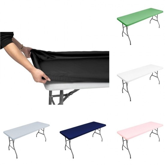 Rectangle Table Cover Elastic Washable Table Covers Fitted Vinyl Tablecloth