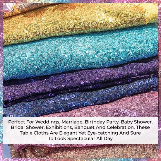 Sequin Tablecloth Overlay Glitter Sparkly Party Wedding Birthday Table Cover