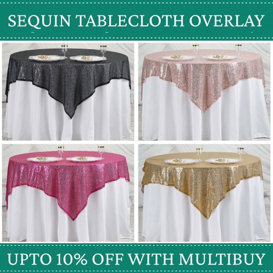 Sequin Tablecloth Overlay Glitter Sparkly Party Wedding Birthday Table Cover