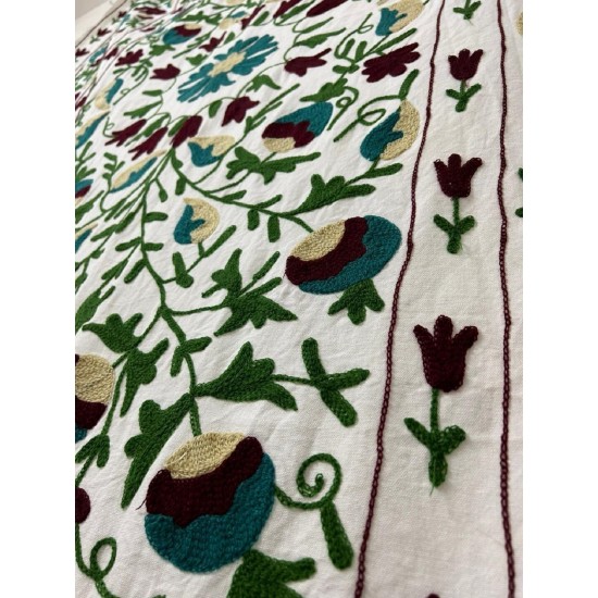 Suzani Wall Hanging, Handmade Bed Coverlet, Gift For Special, Suzani Table Cloth