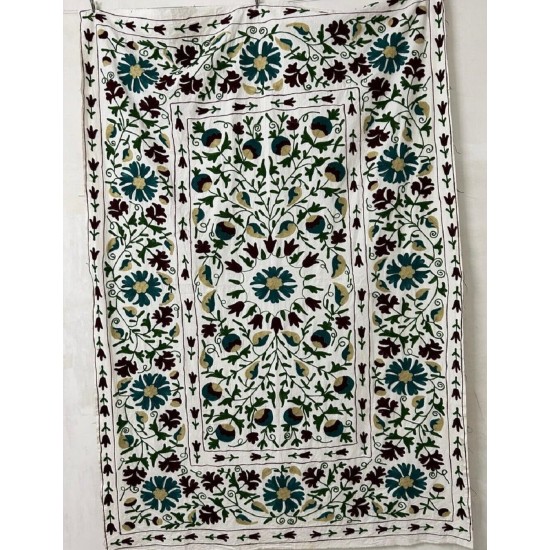 Suzani Wall Hanging, Handmade Bed Coverlet, Gift For Special, Suzani Table Cloth