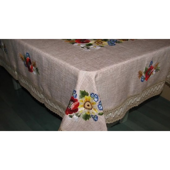 Linen tablecloth with embroidery as a gift abroad Dimensions 100 by 150cm