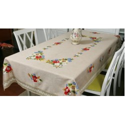 Linen tablecloth with embroidery as a gift abroad Dimensions 100 by 150cm