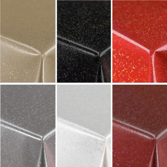PVC Tablecloth Glitter Sparkle Wipe Clean Vinyl Oilcloth Fabric Table Protector
