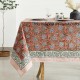 Pink hand Block Print tablecloth Floral Cotton Kitchen Dining Table linen