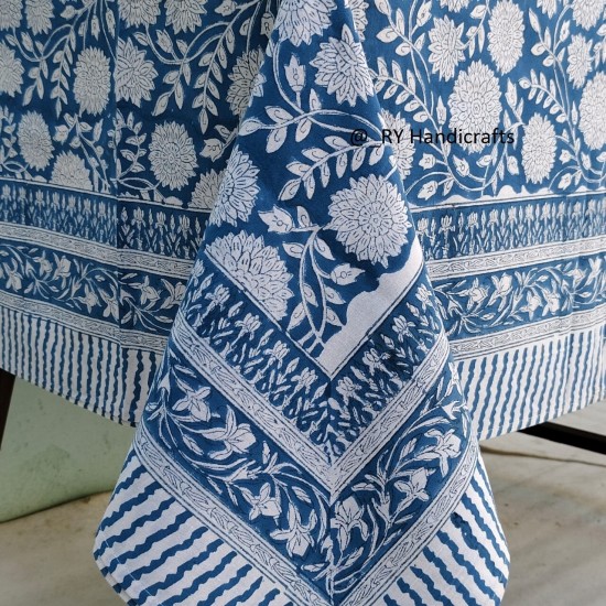 Blue Block Print table cover Cotton Tablecloth for wedding party event
