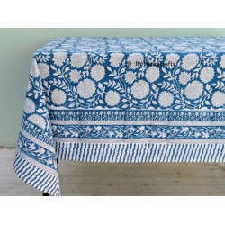 Blue Block Print table cover Cotton Tablecloth for wedding party event