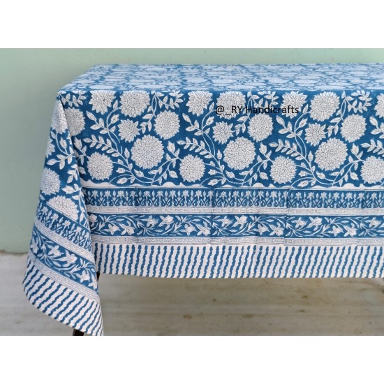 Blue Block Print table cover Cotton Tablecloth for wedding party event