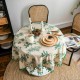 150cm Round Table Cloth Restaurant Cotton Linen Green Pine Tree Print Tablecloth