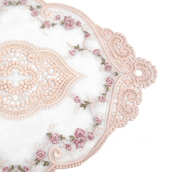 Rose Embroidered Tablecloth Lace Round Table Cover Wedding Party Dinner Decor ✅